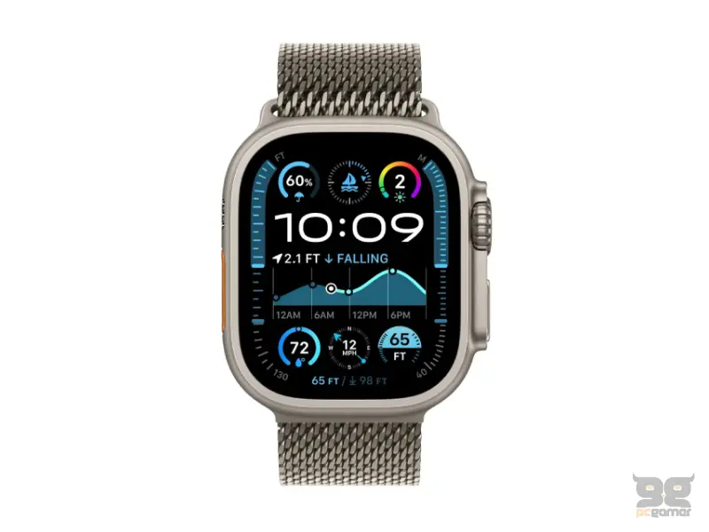 APPLE Watch Ultra2 v2 Cellular 49mm Natural Titanium Case with Natural Titanium Milanese Loop - M (mx5r3se/a) 