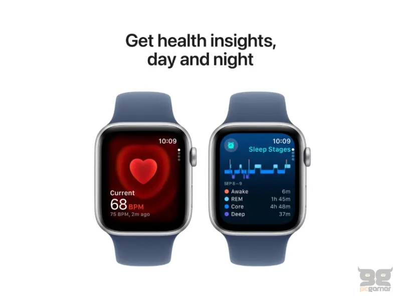 APPLE Watch SE2 v3 GPS 44mm Silver Alu Case with Denim Sport Band - S/M (mxeq3qv/a) 