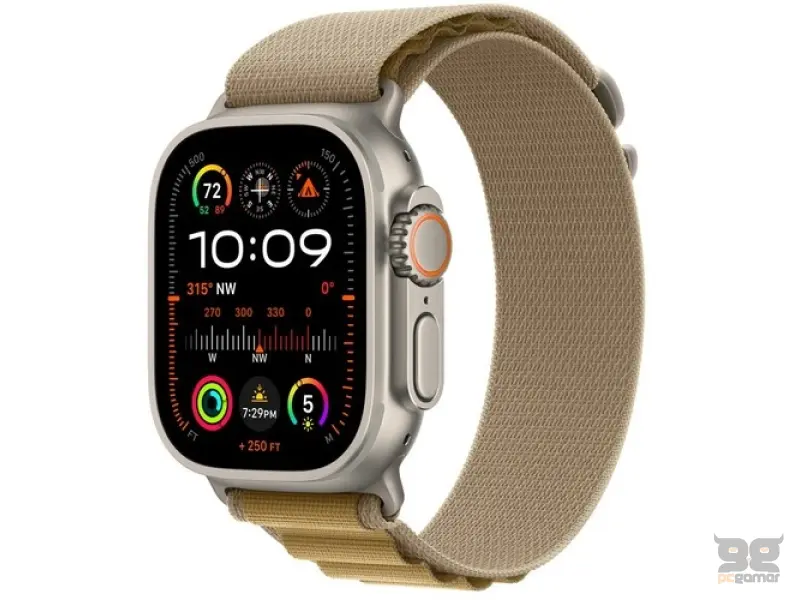 APPLE Watch Ultra2 v2 Cellular 49mm Natural Titanium Case with Tan Alpine Loop - Small (mx4e3se/a) 
