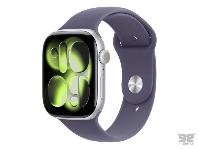 APPLE Watch S11 GPS 46mm Silver Aluminium Case with Purple Fog Sport Band -S/M (MEV94ET/A) 
