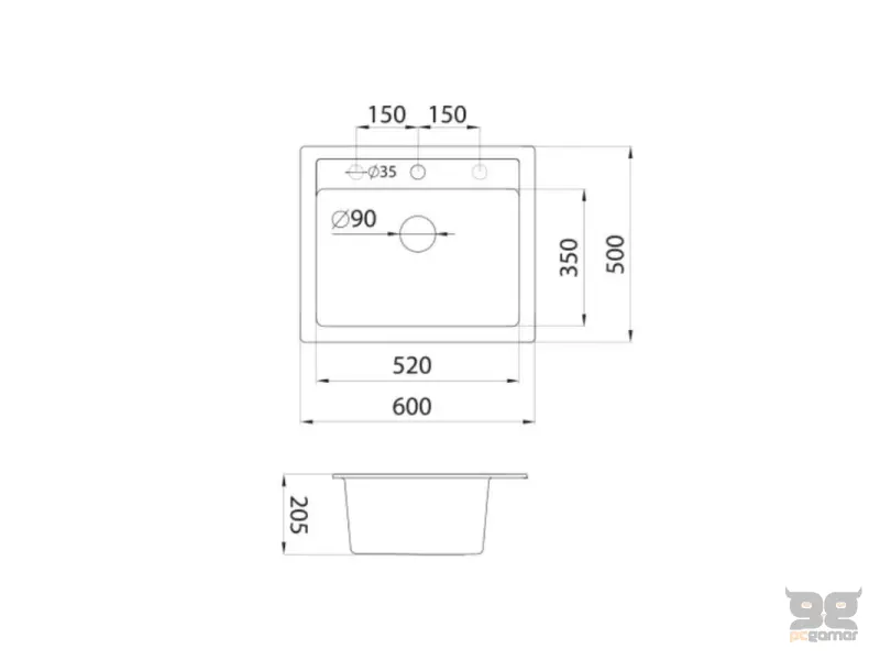 METALAC X QUADRO 60 600X500 BE