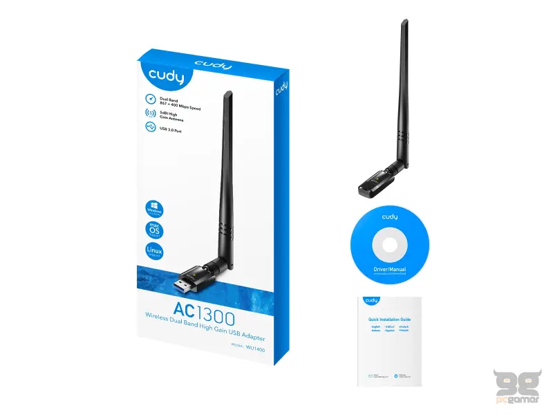 CUDY Adapter USB to WiFi WU1400 AC1300 Dual-band