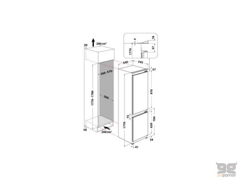 WHIRLPOOL WHC18D011C1 SF ugradni frižider 
