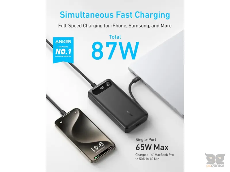 ANKER 20000mAh, 30W, Power Bank crni 