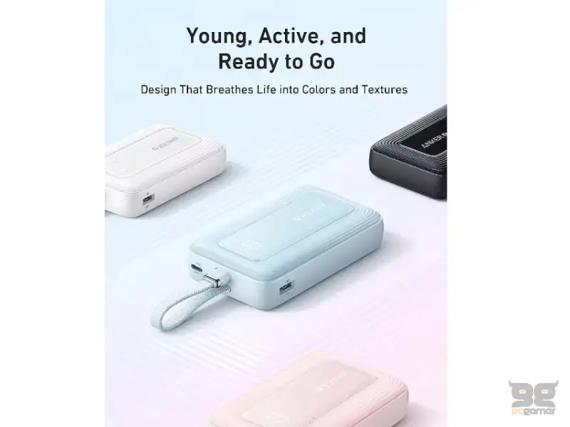 ANKER 20000mAh, 30W, sa ugrađenim USB-C kablom, Power Bank beli 