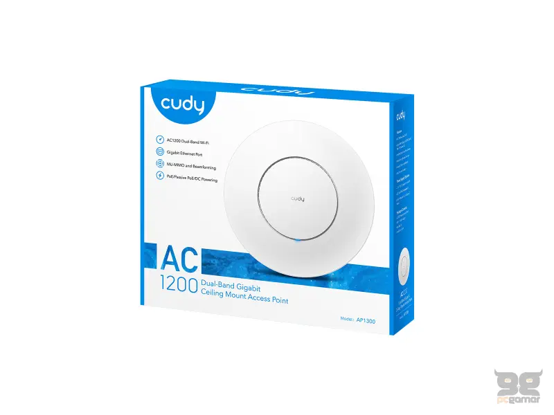 CUDY Access Point AP1300 AC1200 Dual-Band Gigabit Wi-Fi + PoE adapter