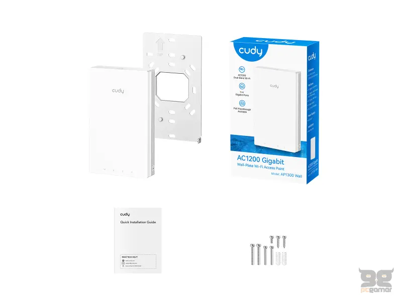CUDY Access Point AP1300 Wall AC1200 Dual-Band Wall-Plate Gigabit Wi-Fi