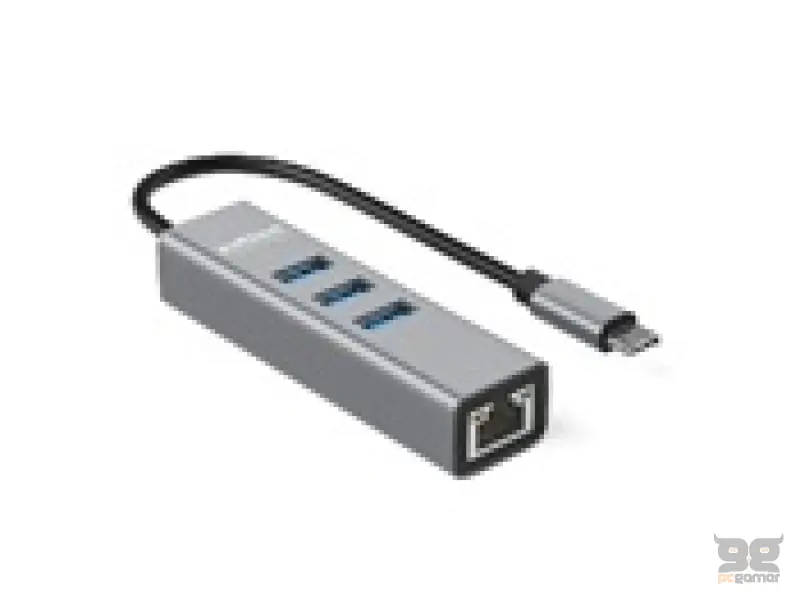 ROLINE USB Type C to Gigabit Ethernet Converter + Hub 3 x USB 3.0