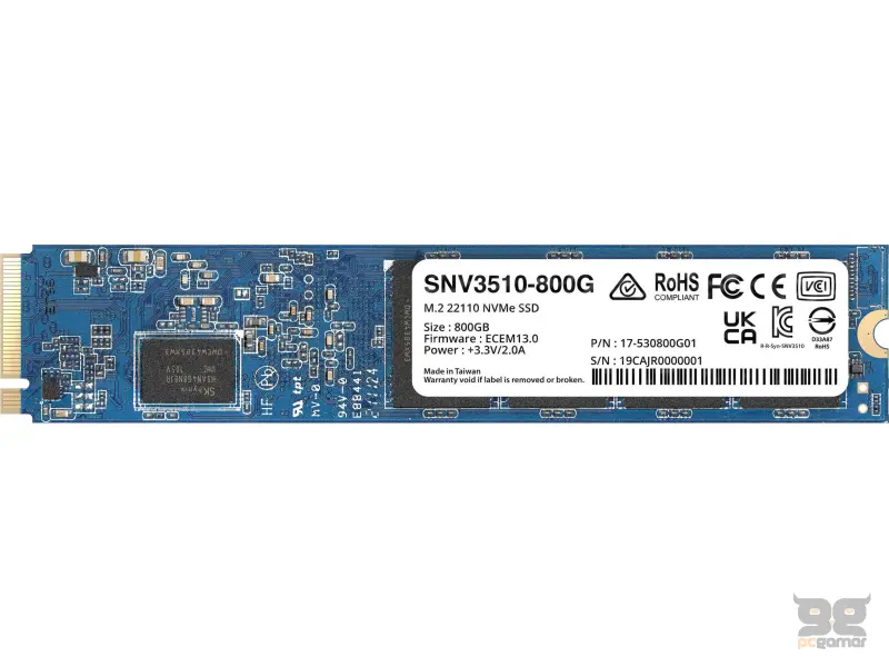 Synology SSD 800GB SNV3510  M.2 NVMe SNV3510 PCIe 3.0 x4 NVMe M.2 22110 Form Factor