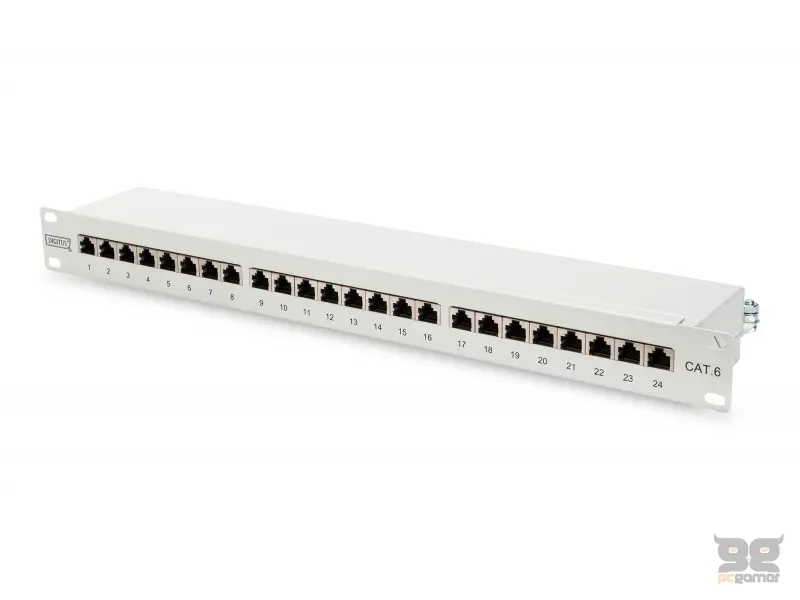 Digitus CAT 6 patch panel, 19"  shielded, 24-port RJ45, 8P8C, LSA, 1U, rack mount, grey, 482x44x109 mm