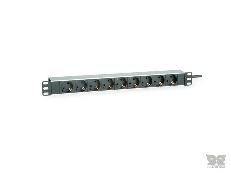 Napojna letva, horizontalna, 19", 1U, 9 šuko utičnica