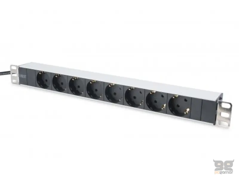 Digitus 1U Aluminum PDU, 19"  rackmountable, 8x safety outlet 16A, 4000W, 250VAC 50/60Hz