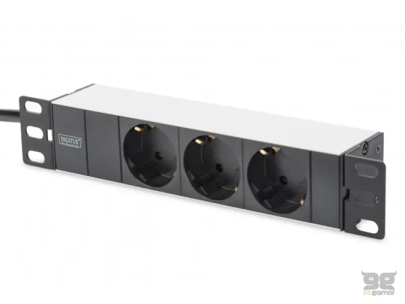 Digitus 1U PDU, 10", rackmountable, 3x safety outlet, 16A, 4000W, 2m
