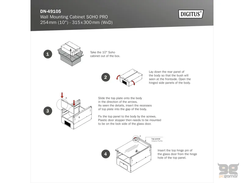 Digitus 12U network rack, 10", wall, 315x300