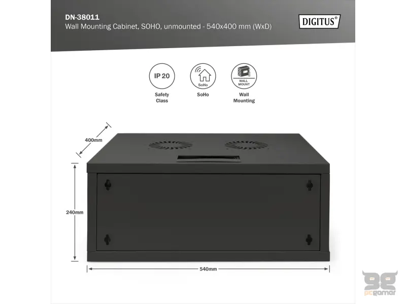 Digitus 4U network rack, 19", wall, 540x400