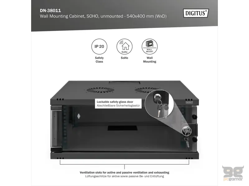 Digitus 4U network rack, 19", wall, 540x400