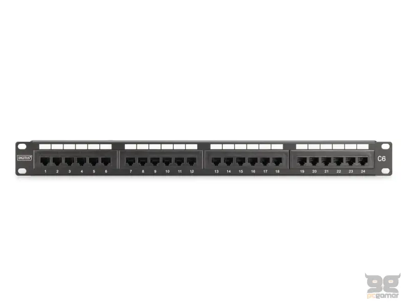 Digitus Patch panel puni, unshielded 24-port, 1U, rack mount, crni