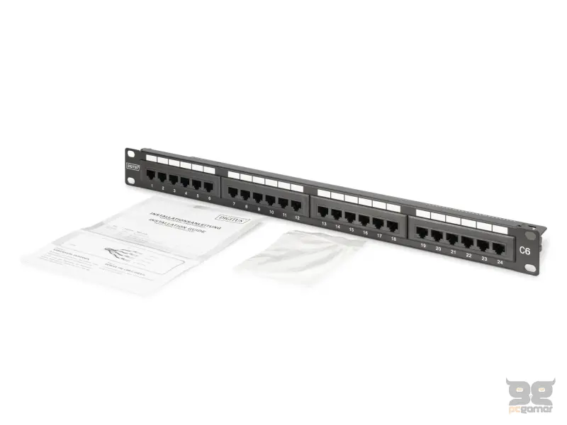 Digitus Patch panel puni, unshielded 24-port, 1U, rack mount, crni