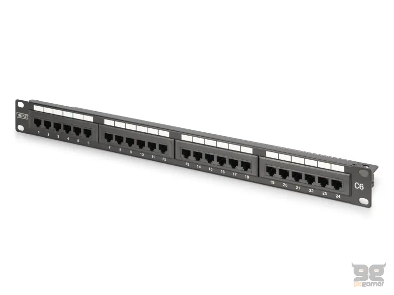 Digitus Patch panel puni, unshielded 24-port, 1U, rack mount, crni