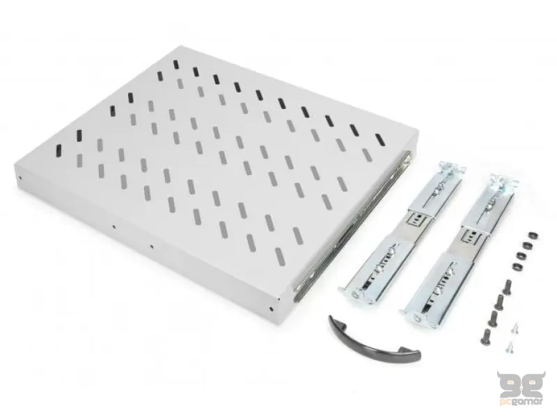 Digitus Polica na izvlacenje 483 mm (19"), nosivost do 25 kg, 40x485x368 mm, siva