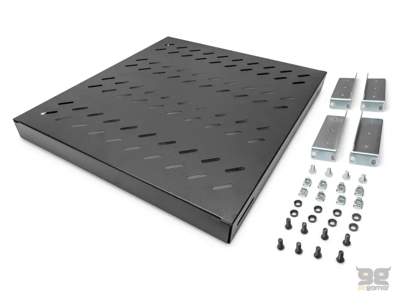 Digitus Polica fiksna 483 mm (19"), nosivost do 50 kg, 44,5x482x500-750 mm, crna