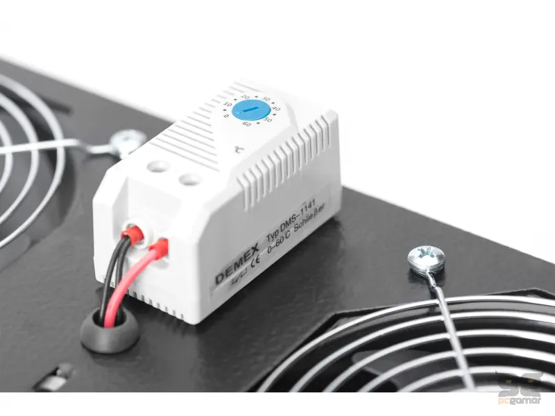 Digitus Roof VENTILATOR unit, wall mounting cabinets 2 fans, thermostat, switch, crni (RAL 7035)