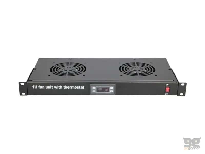 MAXPRO LINE Ventilacioni panel-polica, dva ventilatora i termostat, 1U 