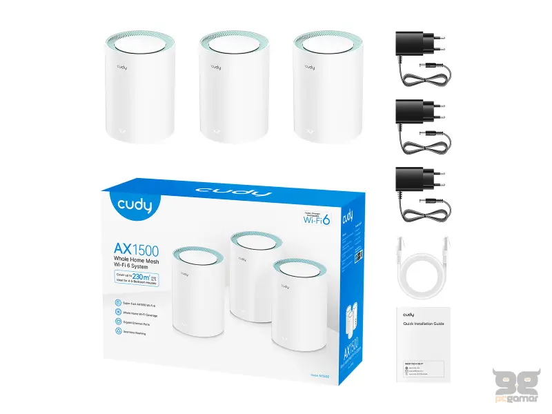 CUDY Router M1500(3-Pack) AX1500 Wi-Fi 6 Gigabit Mesh