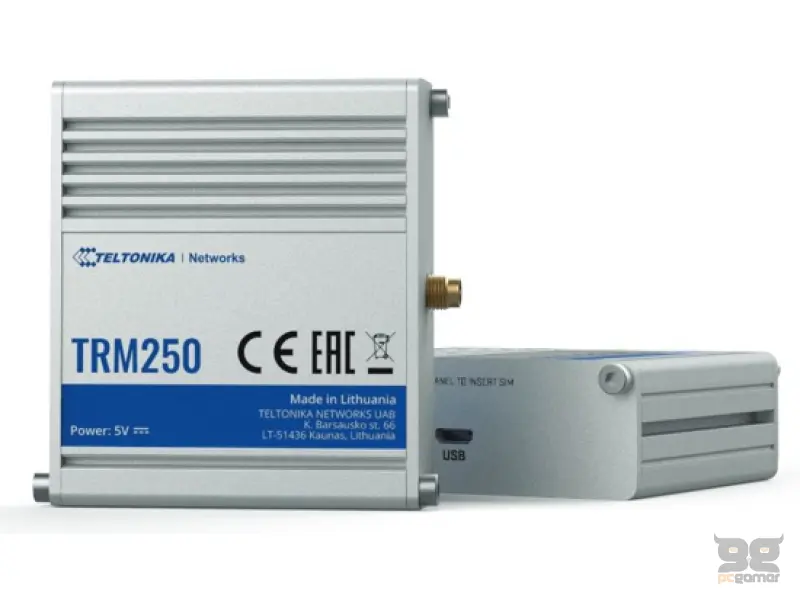 Teltonika Industrial Rugged 4G LTE Modem TRM250, Connectivity (4G/LTE (Cat M1), NB-IoT, 2G), 1x SIM slot,1 x SMA for LTE, 1x micro USB Interface for internet access