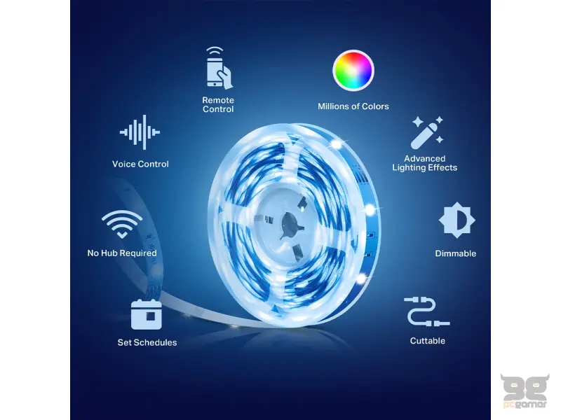 TP-LINK Tapo L900-5 Smart Wi-Fi Light Strip, 5m, 2.4 GHz, Multicolour, Dimmable, Voice Control