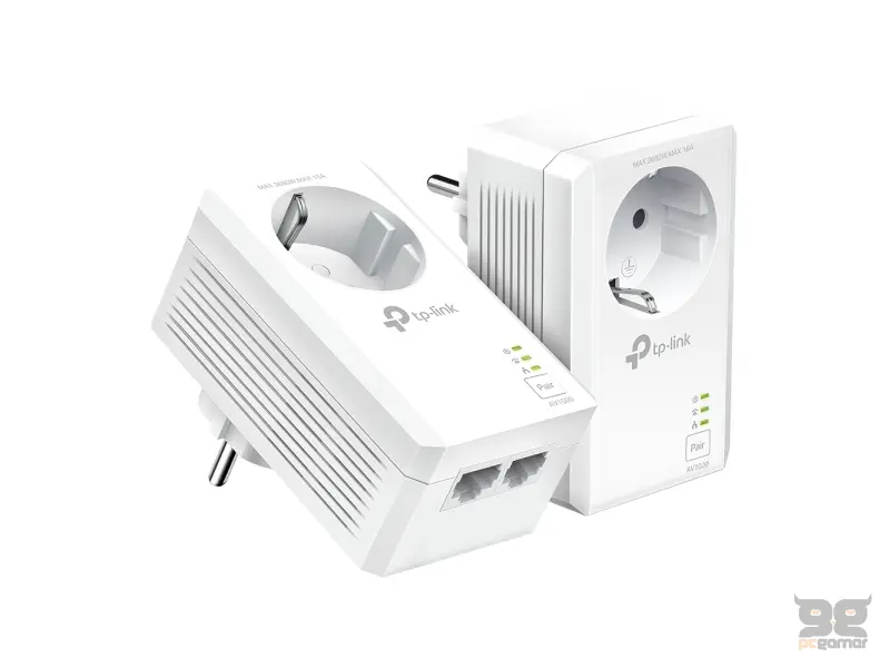 TP-LINK TL-PA7027P KIT AV1000 2-Port Gigabit Passthrough Powerline Starter Kit