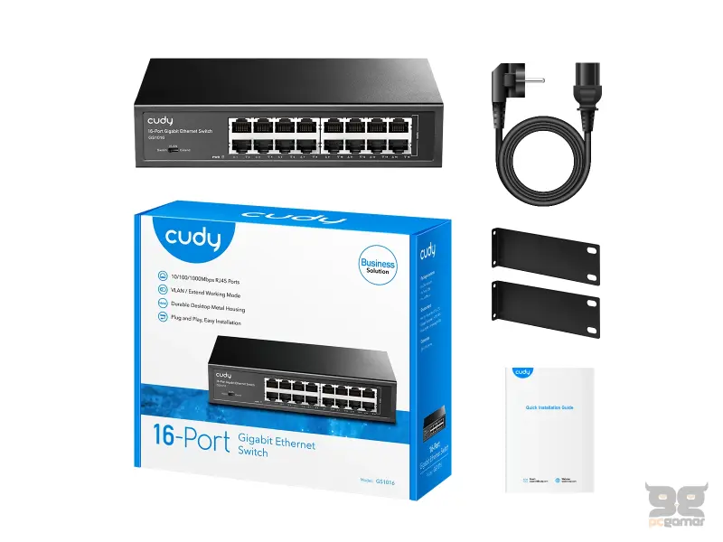 CUDY Switch GS1016 16-Port Gigabit Metal Rackmount
