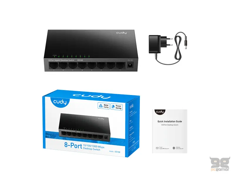 CUDY Switch GS108 8-Port 10/100/1000 Gigabit Metal
