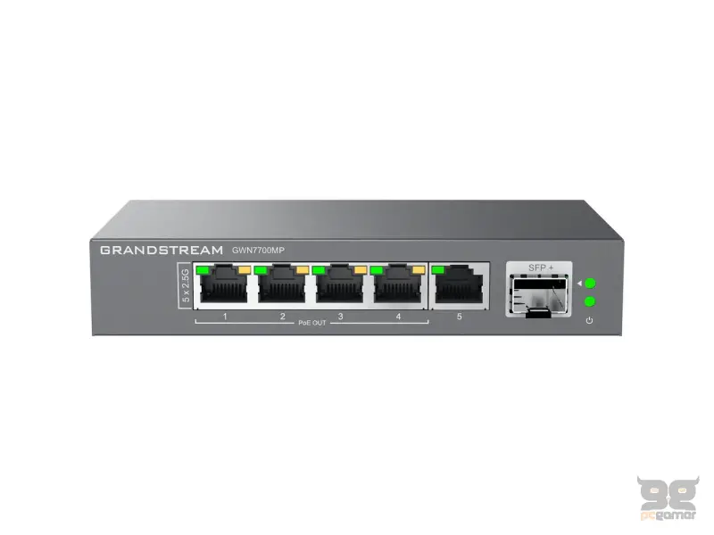 GWN7700MP PoE svič, 5 x 100M/GE/2.5GE (4 x PoE+,57W) + 10G SFP+, desktop