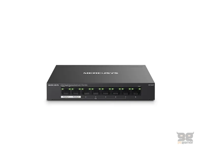 MS108GP 8-portni gigabit desktop svič sa 7 PoE+ porta do ukupno 65W (do 30W po portu