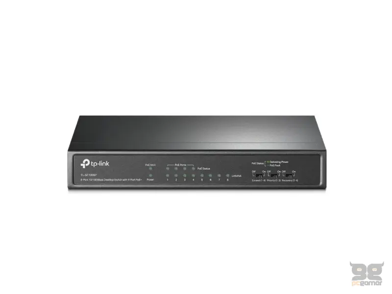 TP-LINK TL-SF1008P 8-Port 10/100Mbps Desktop Switch with 4-Port PoE+, 66 W
