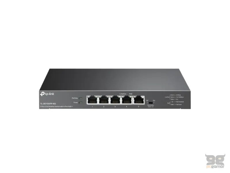 TP-LINK TL-SG105PP-M2 5-Port 2.5G Desktop Switch with 4-Port PoE++, Supports PoE Power up to 123 W