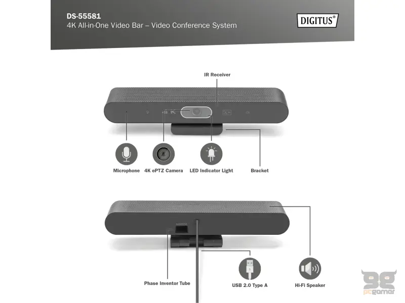 Digitus 4K All-In-One Video Bar Mini - Video conferencing system