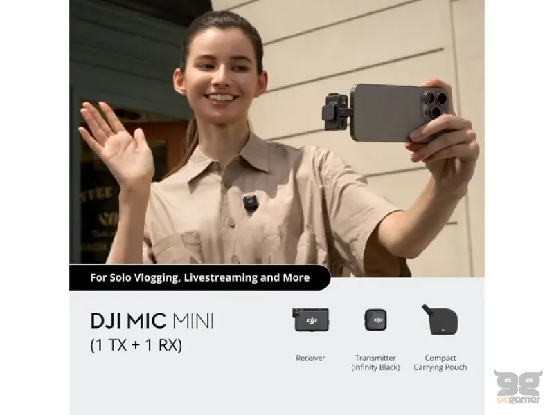 DJI Mic Mini (1 TX + 1 RX) - Ultralight Wireless Microphone System, Advanced Noi