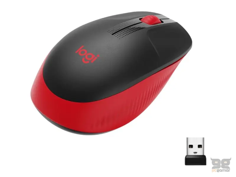LOGITECH M190 Red Wireless Mouse, Full Size Curve Design, 18-month battery life (AA battery)