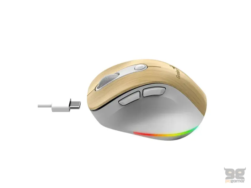 GENIUS Ergo 9000S Pro Pearl White USB Bežični Pine Wood miš 