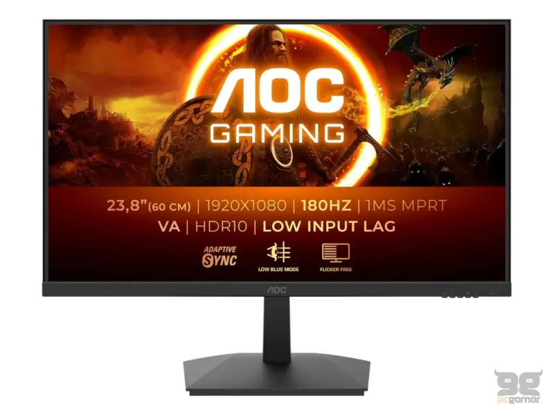 AOC Gaming Monitor 24G15N2, 23.8", Full HD 1920 x 1080, 180Hz, 1 ms, 3000:1, HDMI/DP, HDR 10