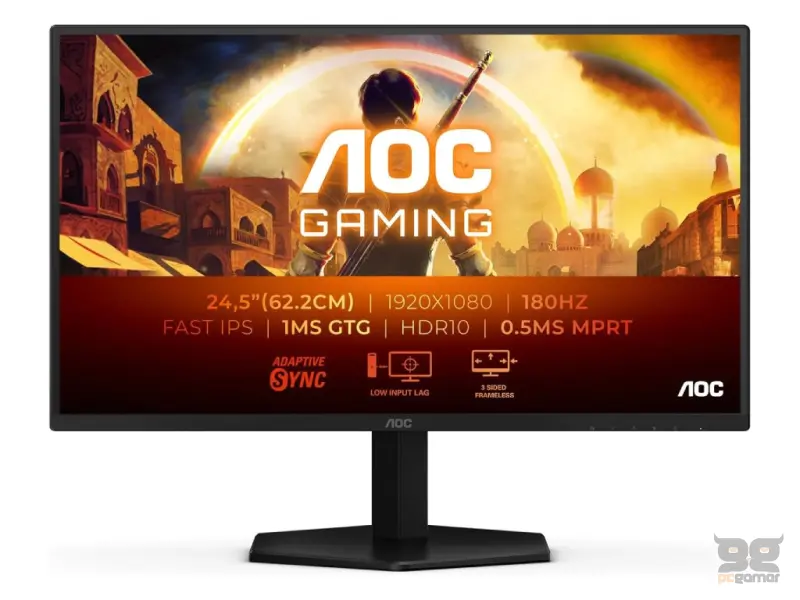 AOC IPS Gaming Monitor 25G42E, 24.5", Full HD, 180Hz, 0.5 ms, 1000:1, 300 cd/m2, HDR 10, HDMI/DP
