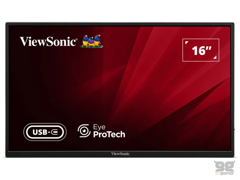 ViewSonic Monitor VA1650 15.6", 1920 x 1080, HDMI x1, Type C x1, 1W x2 Speaker, Black