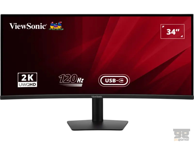 ViewSonic Monitor VA3420C 34" IPS Panel, 1900R, HDMI 2.1 x2, DP1.4 x1, Type C x1(PD96W), USB3.0, 3W SPK x2, Audio out