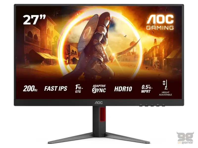 AOC Gaming IPS Monitor 27G4HA, 27", Full HD, 200Hz, 0.5 ms, 1000:1, HDMI*2/DP, HAS/PIVOT, 2W x 2