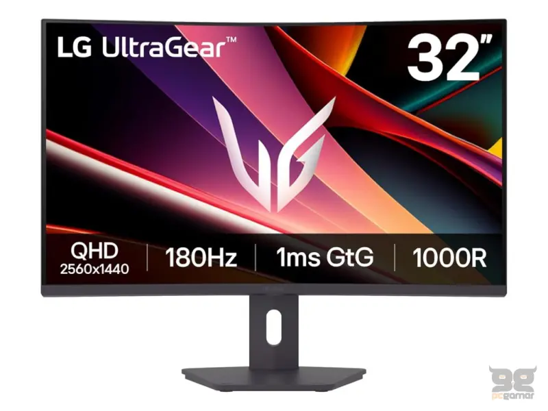 LG 32" 32G600A-B UltraGear Curved Gaming Monitor, QHD 2560x1440, 180Hz, 1ms, DP/HDMI*2, HAS, HDR10