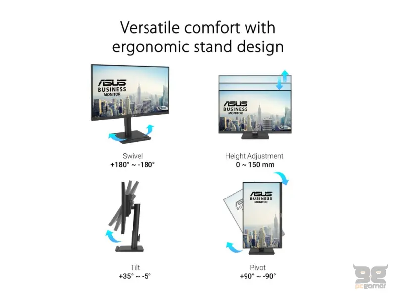 ASUS IPS Monitor VA27DQFS 27" Full HD, 100Hz, 1ms, DP/HDMI/VGA/USB Hub, Tilt/Pivot/HAS/Swivel