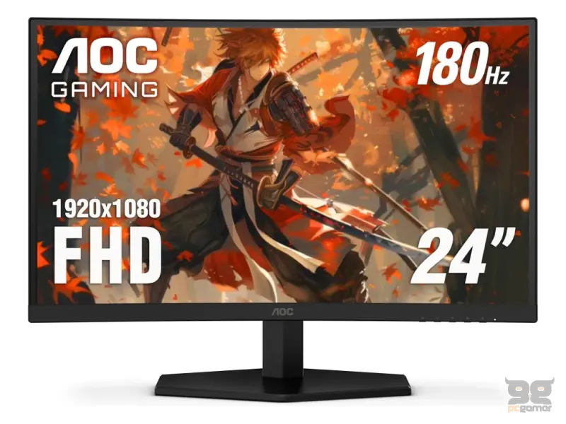 AOC Curved Gaming Monitor C24G42E, 23.8", Full HD 1920x1080, 180Hz, 1 ms, 3000:1, HDMI*2/DP, 2W x 2