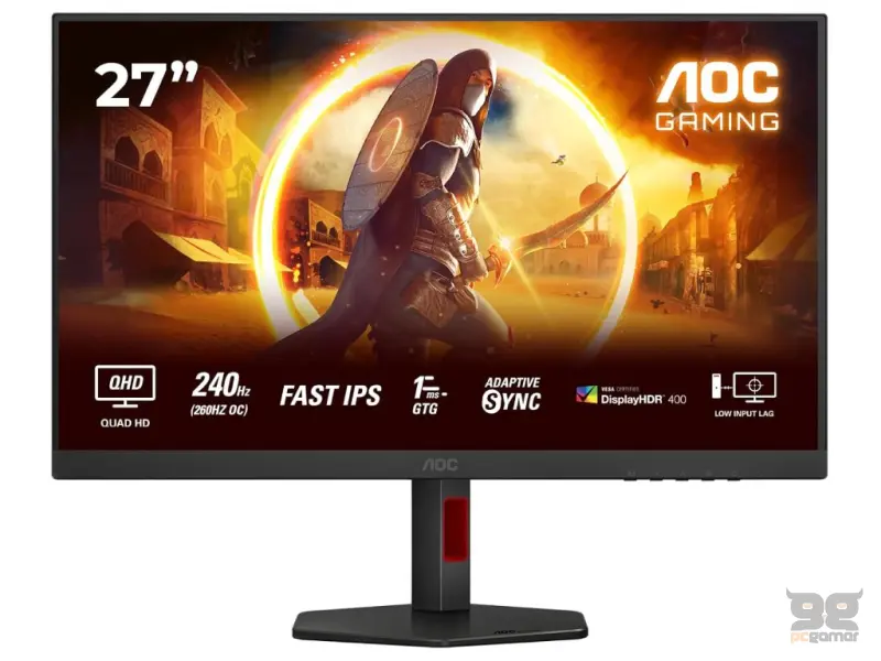 AOC Gaming IPS Q27G4ZR, 27", QHD 2560x1440, 260Hz(OC), 1 ms, DP/HDMI*2, 2W x 2, HAS/PIVOT